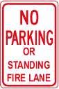 No Parking Fire Lane Or Standing